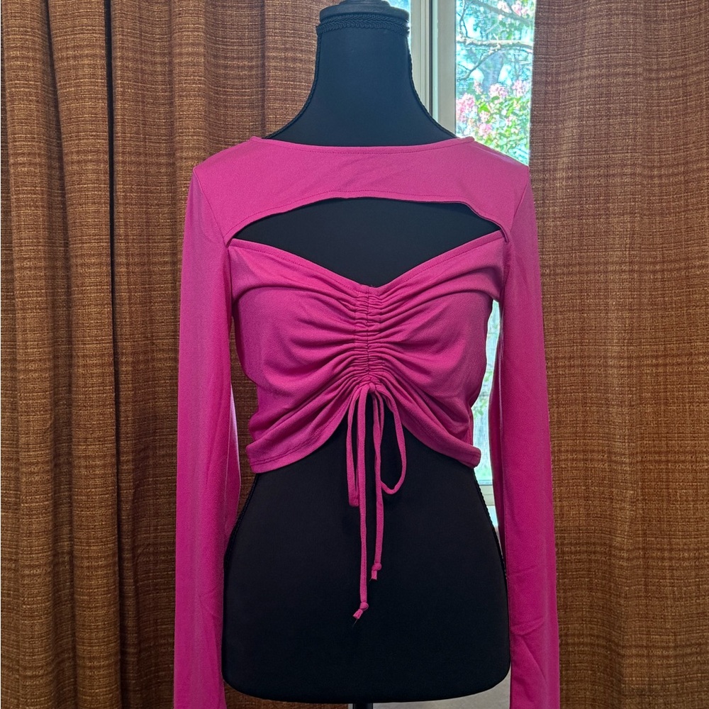 Ambiance Fuchsia Ruched Crop Top